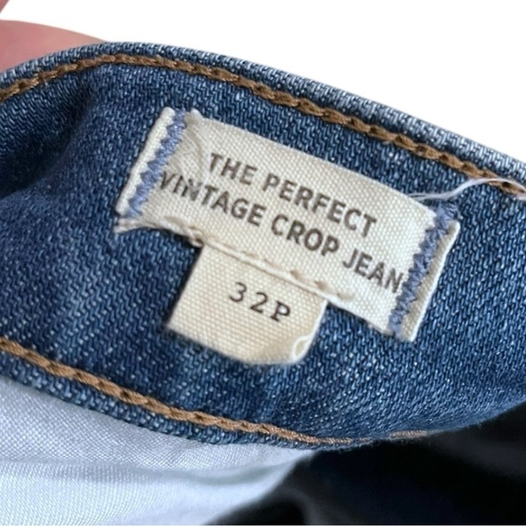Madewell The Perfect Vintage Straight Leg Crop Medium Wash Distressed Jeans 32P - Picture 8 of 9